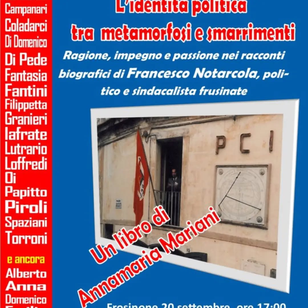 https://oltreloccidente.org/2026/09/04/lidentita-politica-tra-metamorfosi-e-smarrimenti/

Frosinone 20 settembre 2026, casa della cultura, ex mattatoio